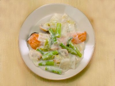 鮭と白菜のレモンクリームソース