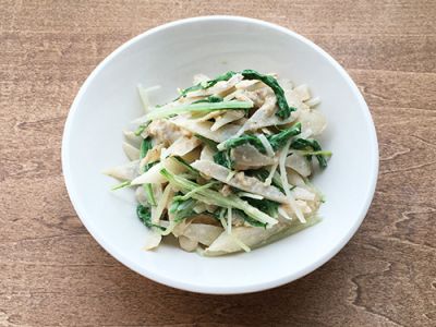 ごぼうと水菜のごま和え