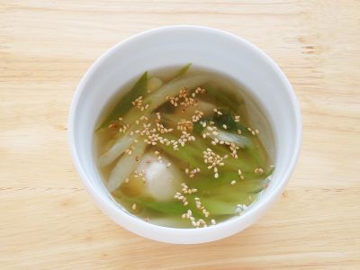 里いもと長ねぎのスープ
