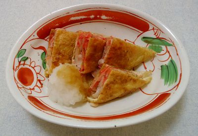 ねぎと桜えびの巾着焼き