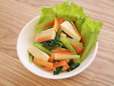 高野豆腐と小松菜の煮浸し