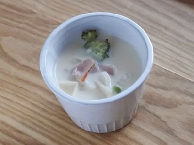 ブロッコリーとベーコンの豆乳スープ