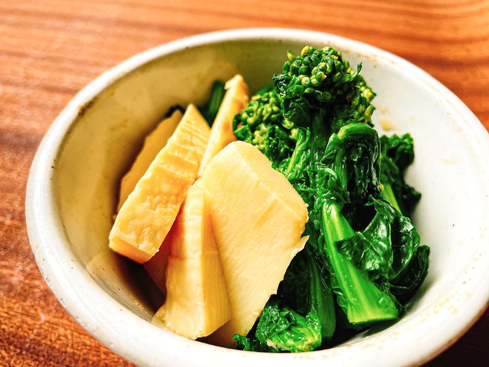 菜の花とたけのこのからし和え