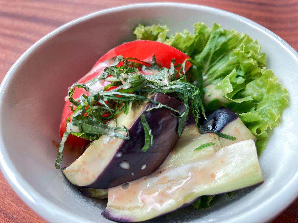 蒸しなすのサラダ