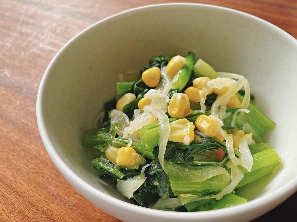 青菜とコーンのみそ煮