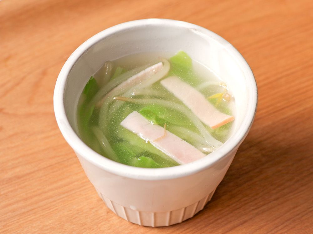 もやしとハムのスープ