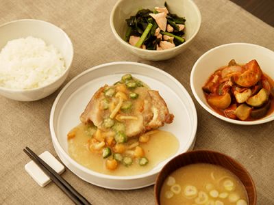 鶏肉のなめこおろし煮定食 レシピ 料理 タニタ社員食堂レシピ